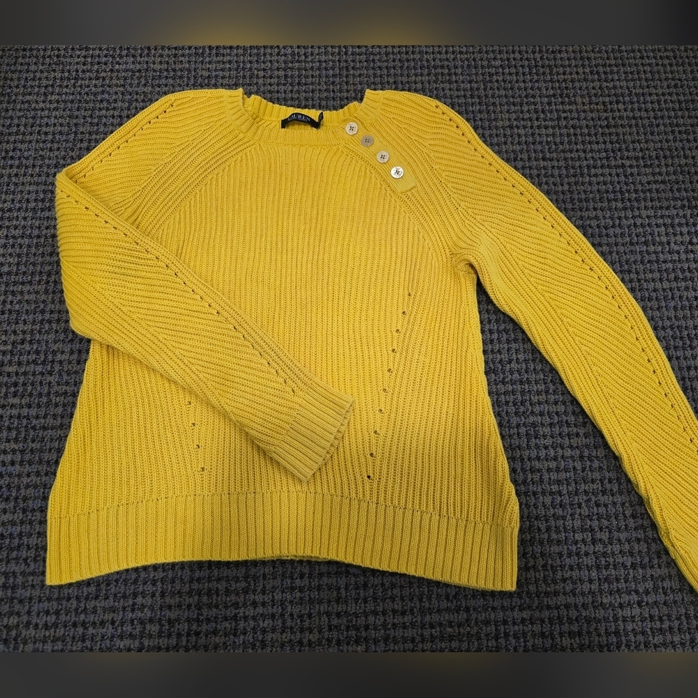 Yellow Button-Detail Women's Sweater - Picture 8 of 8